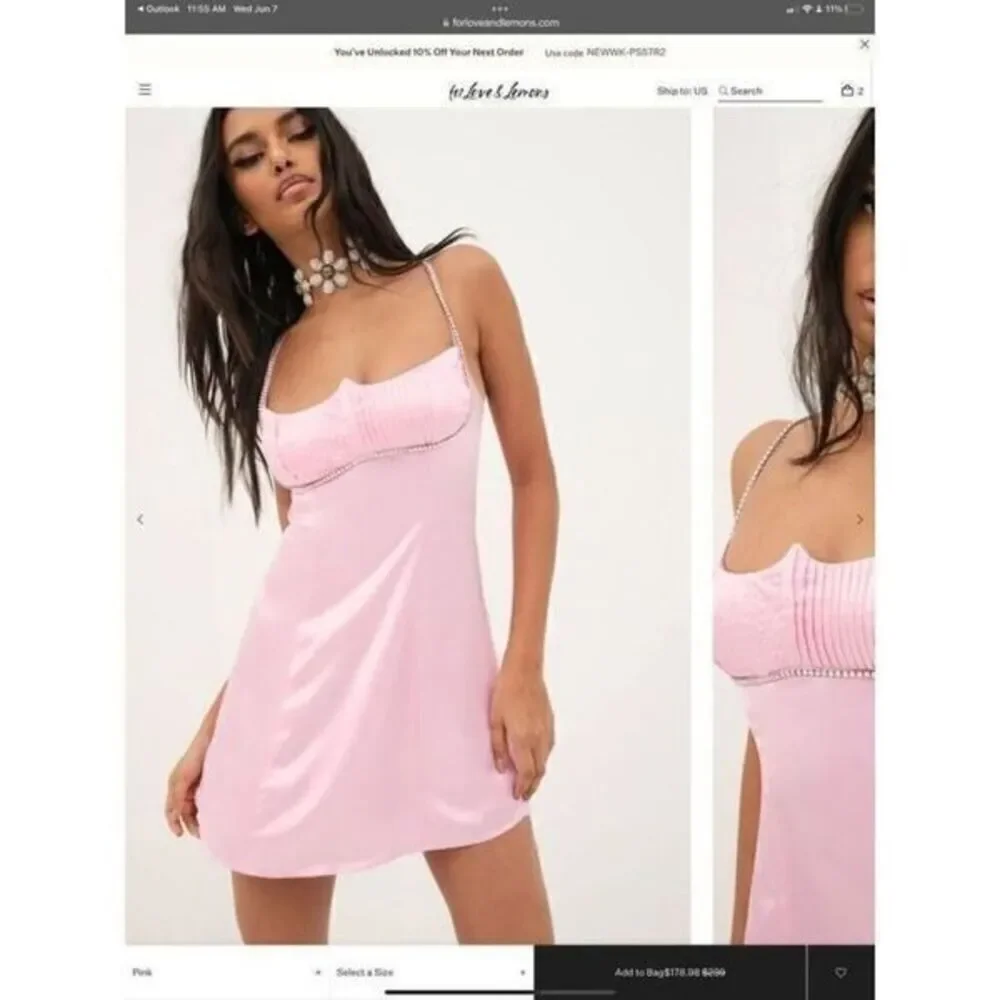 For love and lemons and Elora pink satin dress